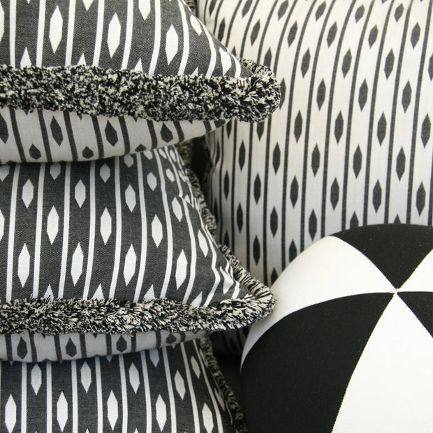 saturday house black and white almond stripe pillow 