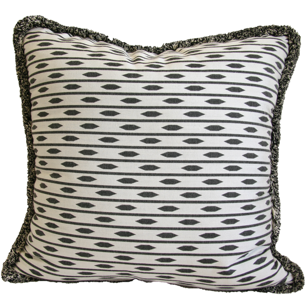 black and white almond stripe pillow