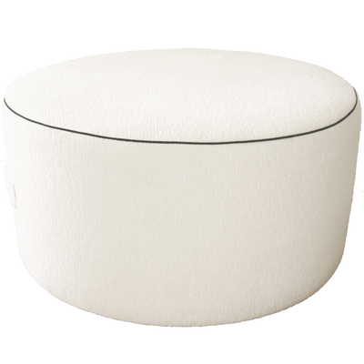 Saturday House White Pouf with Black trim