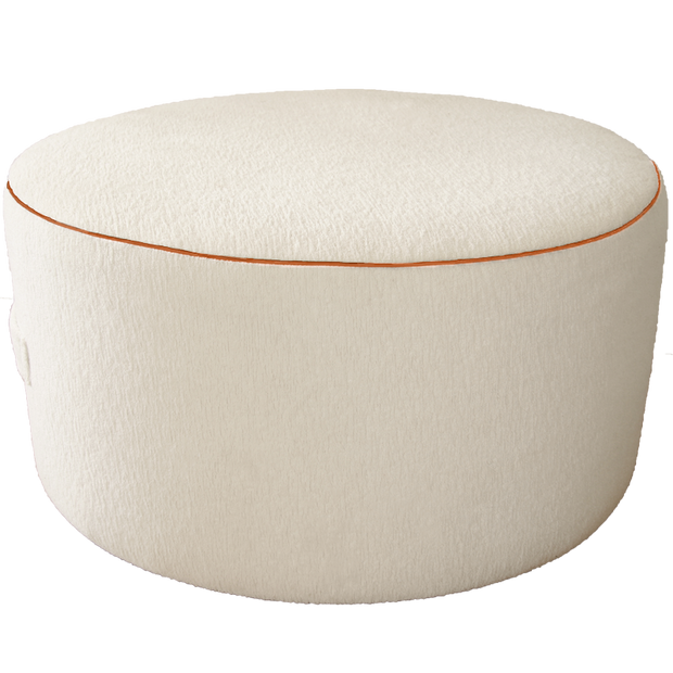 Saturday House White Terry Pouf with Orange trim