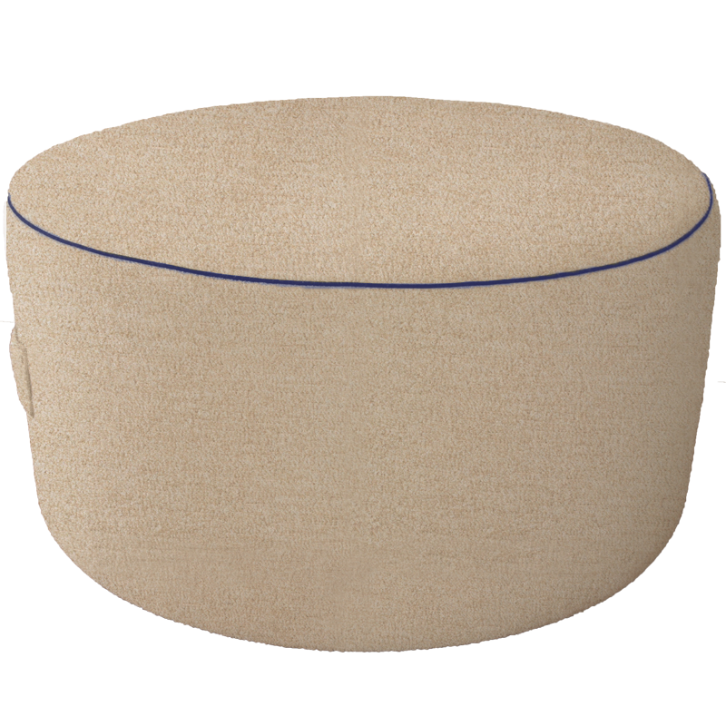 Pouf Grande: Beige Terry with Navy Trim – Saturday House