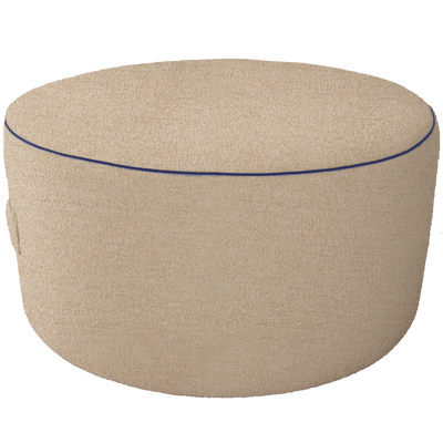 Beige Pouf with Blue Trim