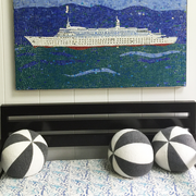 Saturday House Terry (black and white) Beach Ball Pillows