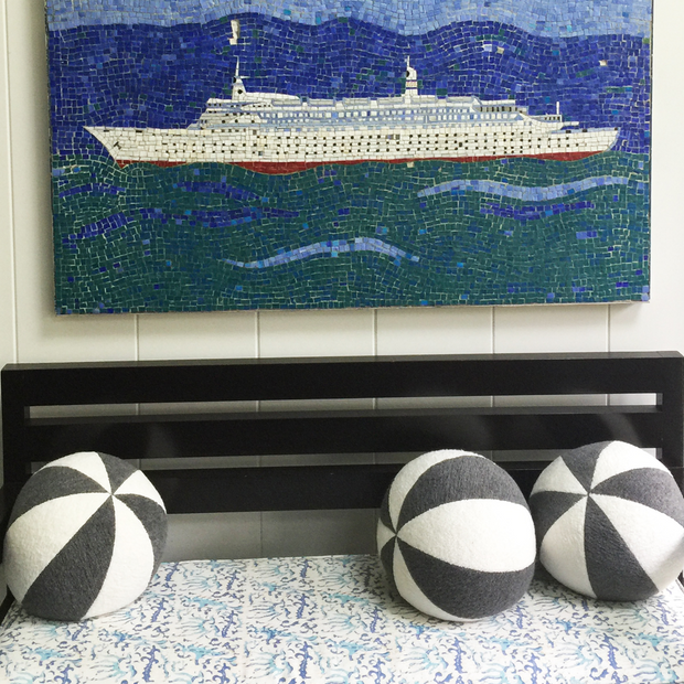Saturday House Terry (black and white) Beach Ball Pillows