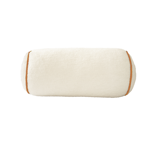 Saturday House White Bolster with Orange Trim